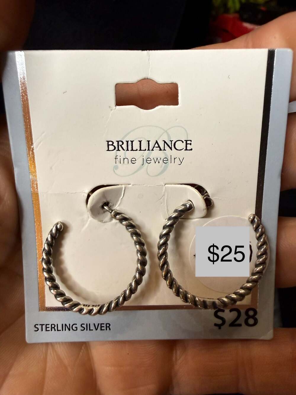Brilliance Fine Jewelry Sterling Silver Rope Hoop Earrings